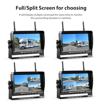 Digital Wireless Backup Camera System Kit for RV (grey / 7'' 2 CAM)