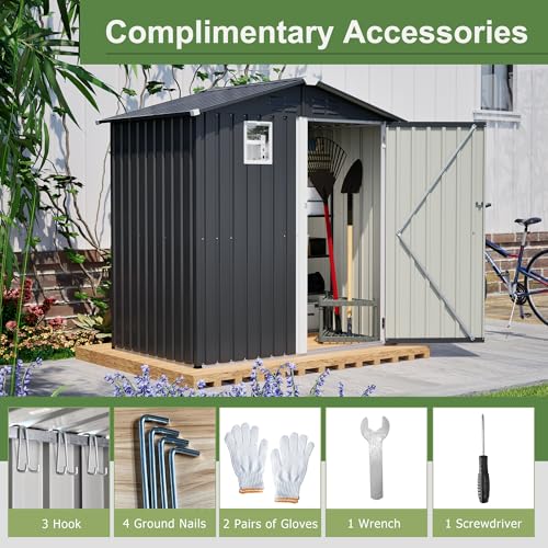 Outdoor Storage Shed (6x4 Ft-with window / Black)