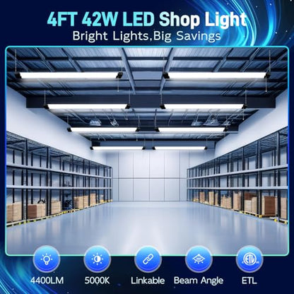 4 Pack 4FT LED Shop Light (Black / 4ft-42w)