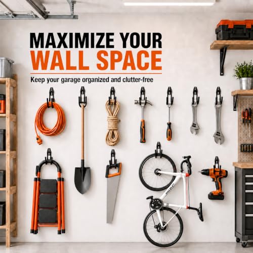 Garage Hanging Hooks Wall Mount (Black 1 Pcs)
