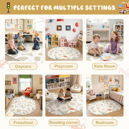 Kids Car Rug 3'x5' Washable Non (Tan / 3'x5')