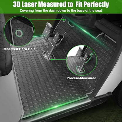 EZGO TXT Golf Cart Full Coverage Floor Liner Mat (Black Gray)