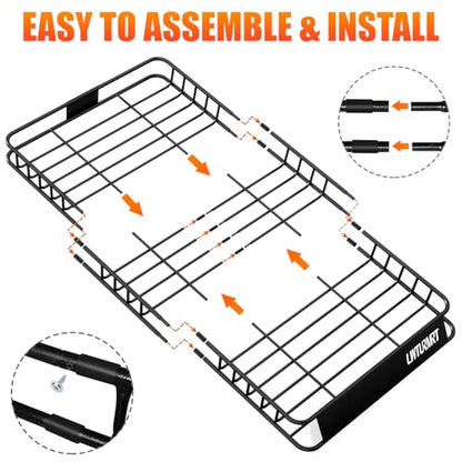 64 x 39’’ Roof Rack Cargo Basket Rooftop Cargo Carrier with Net (64"roof with net)