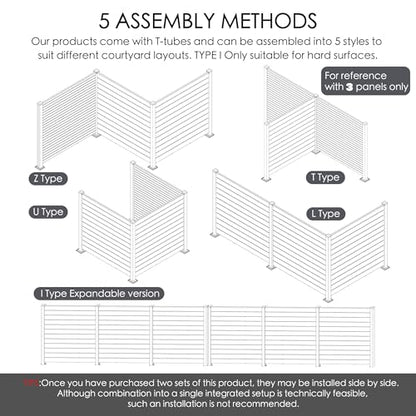 50" W x 48" H Outdoor Privacy Screen with Aluminum Posts (3 Panels/DarkGray)