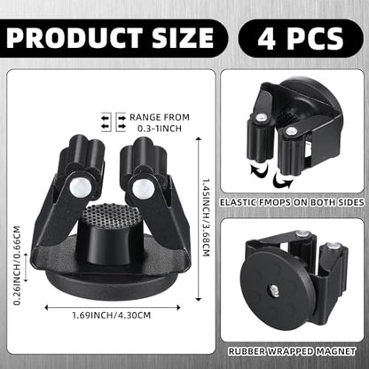 4 Pcs Magnetic Broom Holder Wall Mounted Anti Slip Rack (Black)
