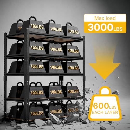 3000LBS Garage Shelving 72''H Storage Shelves Metal Shelving 5 Tier Metal Shelves Adjustable Pantry Shelf for Closet Pantry Basement Kitchen Warehouse 40" W x 17.8" D x 72" H (5T 40" W x 17.8" D x 72" H)