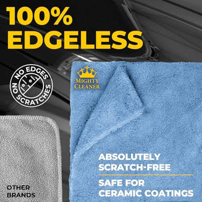 Edgeless Microfiber Car Towels (Gray, Blue, Yellow)