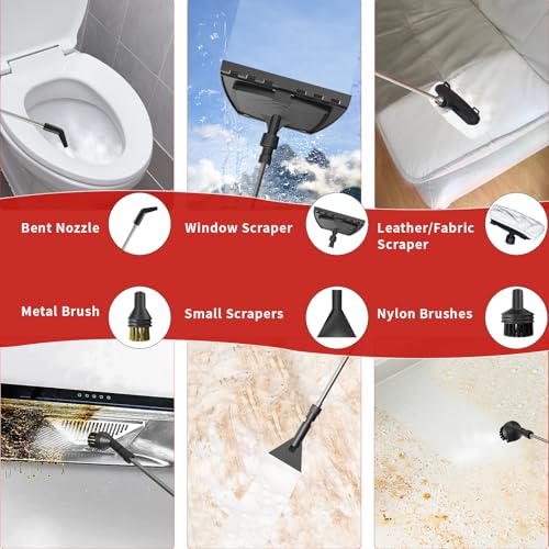 Handheld Steam Cleaner for Home (Red / 16PCs)