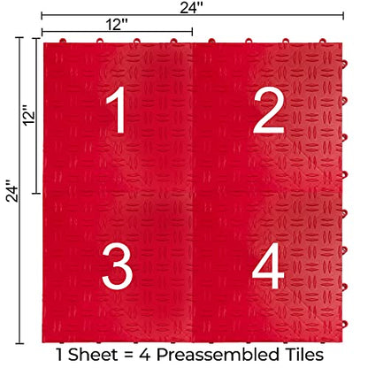SnapLock GarageTrac 12"x12" Interlocking Garage Tiles (24 Pack / Red)