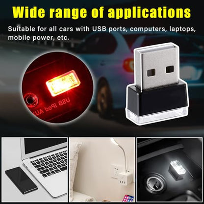 4 PCS USB LED Car Interior Atmosphere Lamp (White & Red)