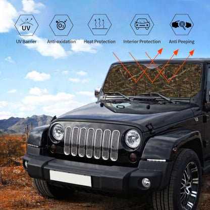 Camouflage Hunting Car Windshield Sunshade Front Window Sun Visor Protector Foldable Shield Cover for Truck SUV (White4 / Small)
