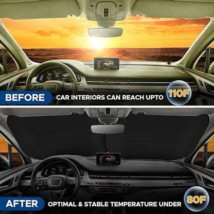 2 Piece Foldable Car Front Window Sun Shade (Small)