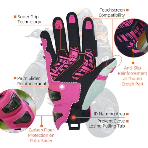 SPS 4 Winter Unisex Touchscreen Road Racing Motorcycle MTB Sports Gloves Also fit BMX MX ATV Mountain Bike Bicycle Cycling Off (Pink Sps-4 / S Adult)