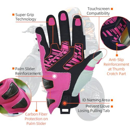 SPS 4 Winter Unisex Touchscreen Road Racing Motorcycle MTB Sports Gloves Also fit BMX MX ATV Mountain Bike Bicycle Cycling Off (Pink Sps-4 / S Adult)