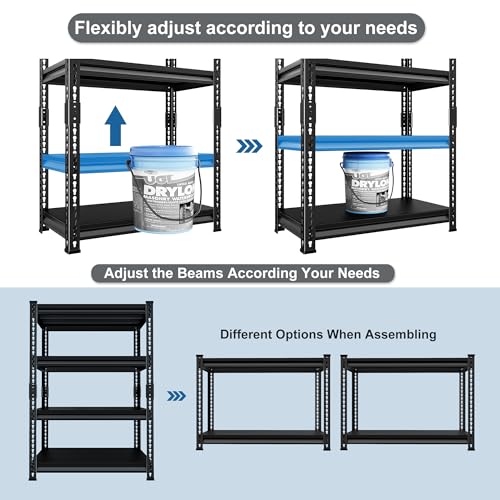 40" W Garage Shelving Heavy Duty (40"W×16"D×72"H / Black)