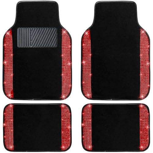 Red Bling Car Floor Mats Full Set (Red Diamond / Car Floor Mats (4 Pieces))