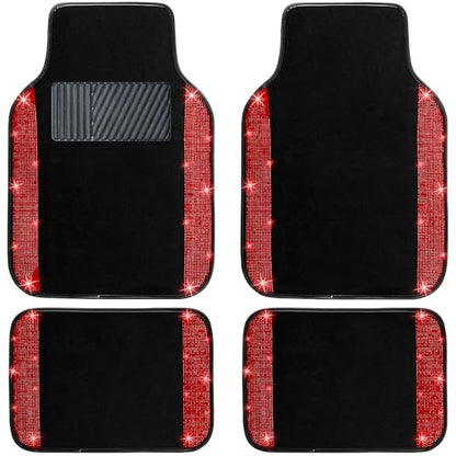 Red Bling Car Floor Mats Full Set (Red Diamond / Car Floor Mats (4 Pieces))