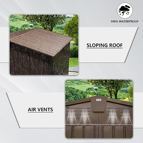 Domi Outdoor 10' x 8' Storage Shed (10' x 8' Gable Roof / Brown)
