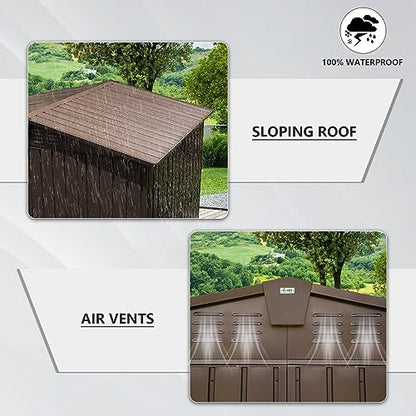 Domi Outdoor 10' x 8' Storage Shed (10' x 8' Gable Roof / Brown)