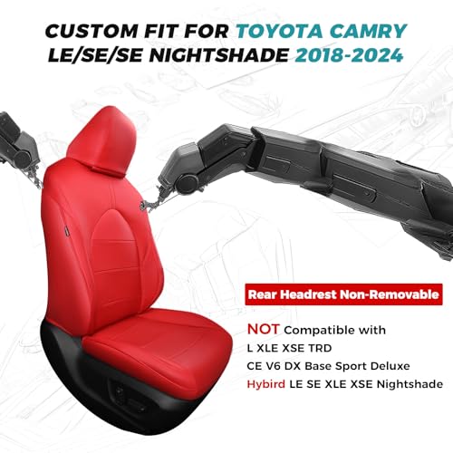 Custom Seat Covers for Toyota Camry 2018 (Red / 2018-2024 Camry LE/SE/SE Nightshade)