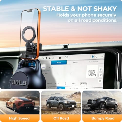 Car Phone Holder for Jeep Wrangler (Fit for 2024-2026 Wrangler/Gladiator JT, 12.3-Inch)