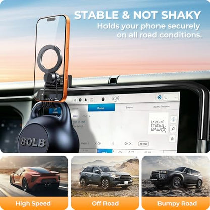 Car Phone Holder for Jeep Wrangler (Fit for 2024-2026 Wrangler/Gladiator JT, 12.3-Inch)