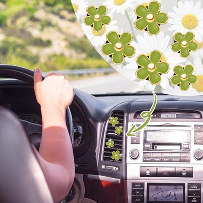 6 Pcs Daisy Vent Clips for Car (Green / 1 Count (Pack of 6))