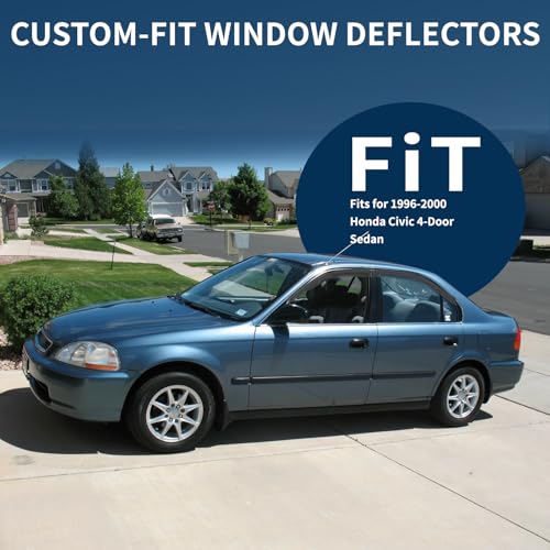 4PCS Rain Guards Window Visors Wind Deflector Fits for 1996 (For 1996-2000 Honda Civic)