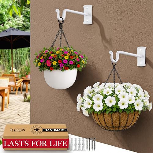 Plant Hangers Outdoor or Indoor Heavy Duty Wall Bracket Hooks (7.5 Inch / Shepherds Hooks - W)