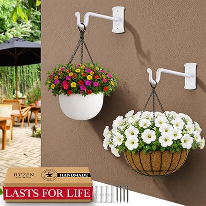 Plant Hangers Outdoor or Indoor Heavy Duty Wall Bracket Hooks (7.5 Inch / Shepherds Hooks - W)