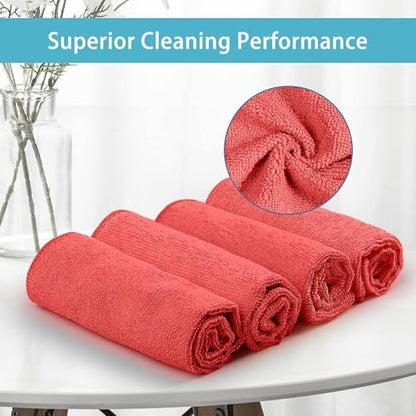 100PK Microfiber Cleaning Cloth (Red)