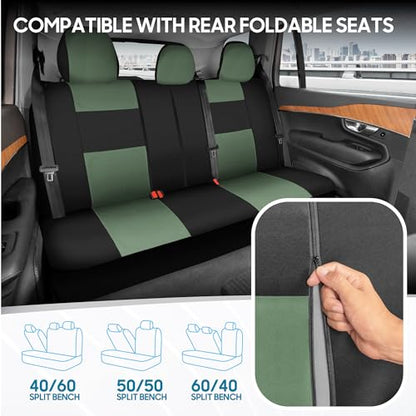 PolyPro Car Seat Covers Full Set in Green on Black (Green)