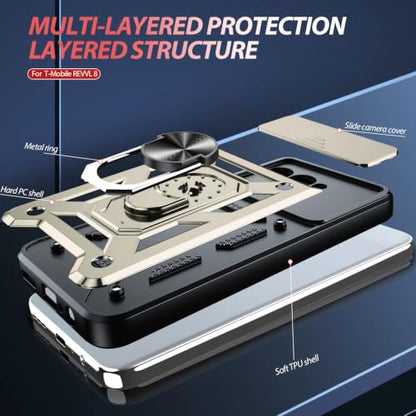 for T Mobile Revvl 8 Phone Case (T-Mobile Revvl 8 (6.5") / Gold)