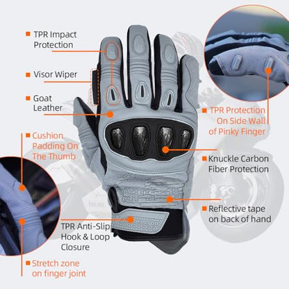 SPS 4 Winter Unisex Touchscreen Road Racing Motorcycle MTB Sports Gloves Also fit BMX MX ATV Mountain Bike Bicycle Cycling Off (Grey Sps-4 / M Adult)