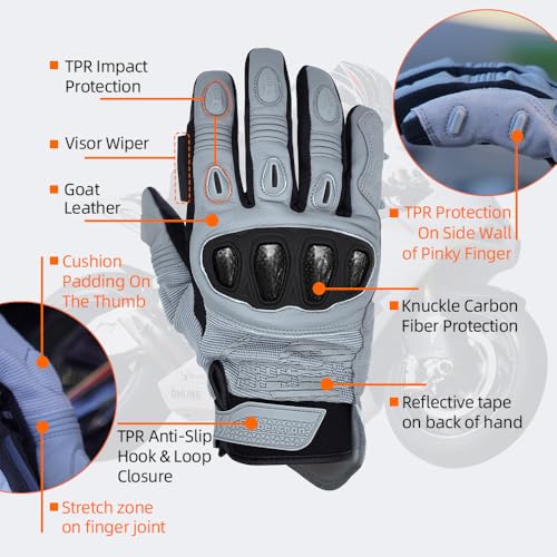 SPS 4 Winter Unisex Touchscreen Road Racing Motorcycle MTB Sports Gloves Also fit BMX MX ATV Mountain Bike Bicycle Cycling Off (Grey Sps-4 / XL Youth)