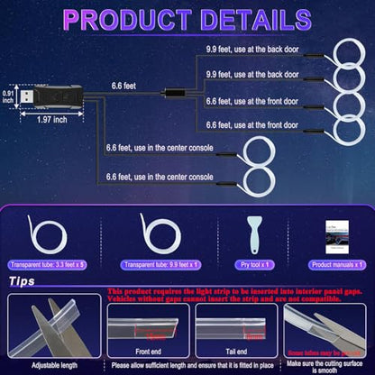 Smart LED Car Lights Interior with USB Port (6 Lights(2 Ctrls))