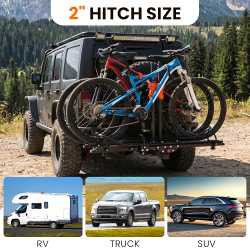 Platform 2 EBike Rack for Car Hitch Bike Rack for SUV RV Trucks Carrier Bicycle Car Racks 2 (ALUMINUM RACK WITH RAMP)