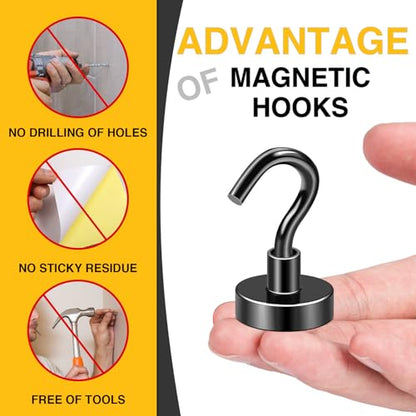 Magnetic Hooks 20pcs 50lbs Cruise Essentials 2026 Magnet Hook Black (Black / 0.78in)