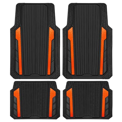 Heavy Duty Rubber Car Mats Metallic (Black Orange)