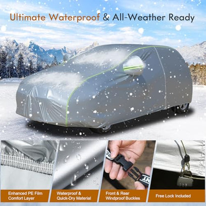 Light Shell Car Cover Waterproof All Weather (Silver / 2L：for Hatchback(Lenght 160"-172"))