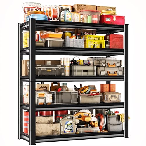 78" H Garage Shelving Heavy Duty (Black / 48" W x 18" D x 78" H)