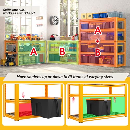 Garage Shelving 3200LBS Load Heavy Duty Storage Shelves for Basement (Yellow)