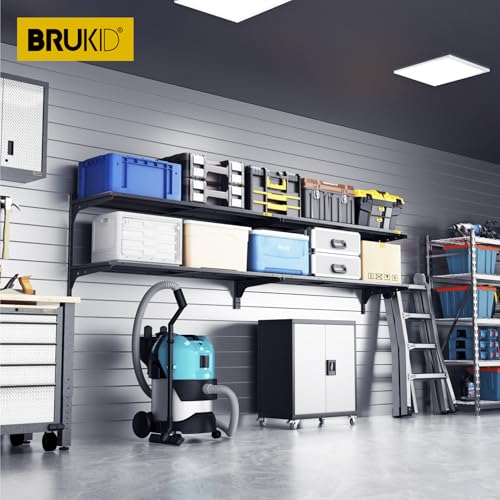 2 Pack 2 Tier 1.3x4ft Garage Shelving Wall Mounted (Black / 4pack-1.3×4ft)