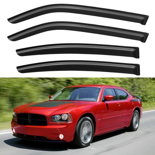 Window Visors Rain Guards for 2006 2007 2008 2009 2010 Dodge Charger (2006-2010 Dodge Charger)