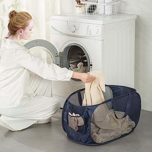 Sturdy Mesh Laundry Hamper Basket Bag (Pink / Pop Horizontal)