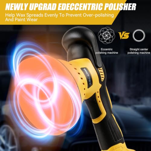 Cordless Car Buffer Polisher w (Yellow)