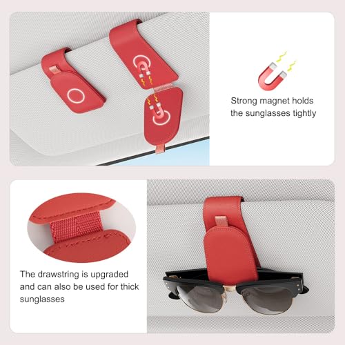 Magnetic Sunglass Holder for Car Visor (Red)