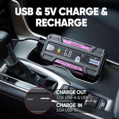 J400 Portable Jump Starter for Upto 8.0L Gas & 6.0L Diesel Engines (Pink)