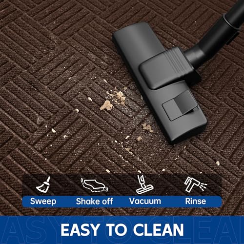 Durable Indoor Outdoor Door Mat (2' x 4' (Rectangular) / Brown-diamond)