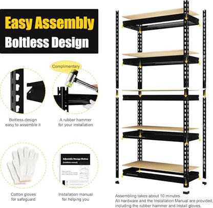5 Tier Garage Shelves for Storage (27.5" W x 12" D x 59" H)